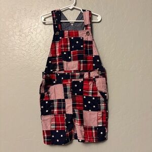 Gymboree madras woven shortalls in american cutie red white and blue size 5T